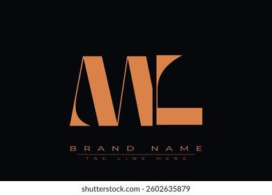 ML initial letter logo design. Letter M and L luxury alphabet letter logo icon template