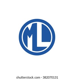 ML initial letters circle business logo blue