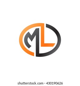 ML initial letters looping linked ellipse logo orange black