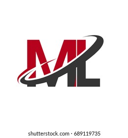 ML initial logo company name colored red and black swoosh design, isolated on white background. vector logo for business and company identity.