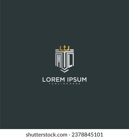 ML initial monogram for crown and shield logo design