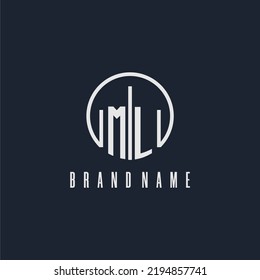 ML initial monogram logo with circle style dsign
