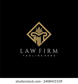 ML initial monogram logo for lawfirm with pillar in creative square design