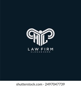 ML initial monogram logo lawfirm with pillar design