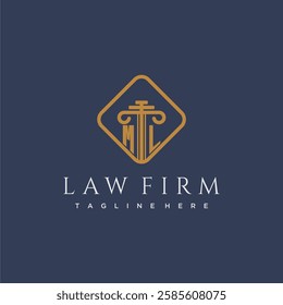 ML initial monogram logo for lawfirm with pillar in creative square design