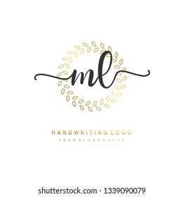 ML initial signature logo. handwriting logo template vector,