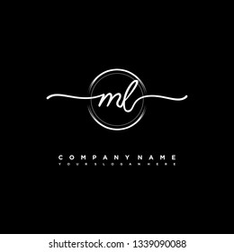 ML initial signature logo. handwriting logo template vector,