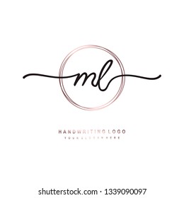 ML initial signature logo. handwriting logo template vector,