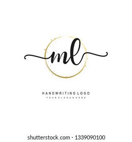 ML initial signature logo. handwriting logo template vector,