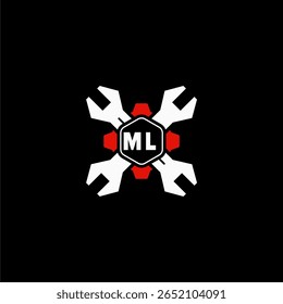 ML Initiales Vektor Stok Otomotif Logo Design