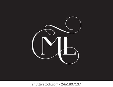 ML latter ligature typography logo design template