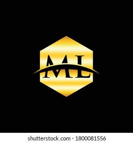 ML letter logo design element. Graphic alphabet symbol for corporate business identity.