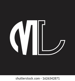 ML Letter logo monogram with oval shape negative space design template