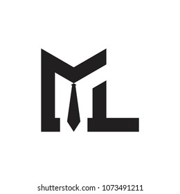 ML letter with tie logo design vector