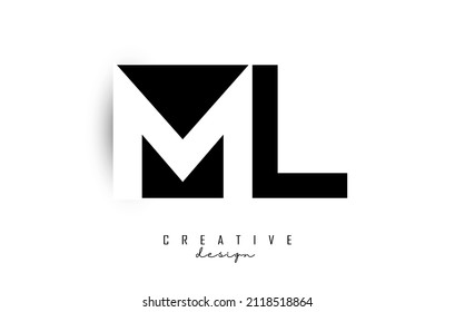 Letras ML Logo con diseño de espacio negativo. Letra con tipografía geométrica. Ilustración vectorial creativa con letras.