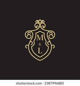 ML line vintage initial logo in high quality professional design that will print well across any print media