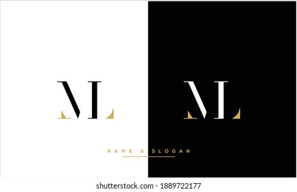 ML ,LM  Abstract Letters Logo monogram