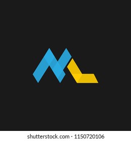 ML logo design with letter M and L in vector design