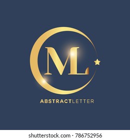 ML  Logo Design Template. Luxury Gold Letter Logo Vector eps.10
