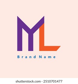 ML logo design vector illustration templates. Abstract Alphabet ML, LM M, L letter logo design brand company logo. Letter M logo design for company. 