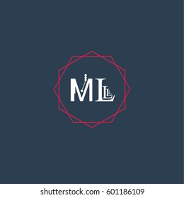ml logo letter initial, Abstract Polygonal Background Logo, design for Corporate Business Identity,flat icon, Alphabet letter