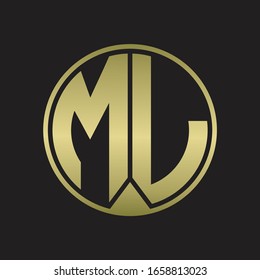 ML-Logo-Monogramm-Kreis mit Stück-Band-Stil auf Golden-Farben