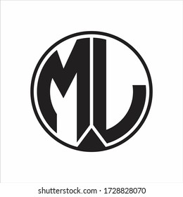 ML Logo monogram circle with piece ribbon style on white background