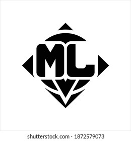 ML Logo monogram with circle shape and square rotate rounded design template on white background