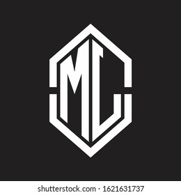 ML Logo monogram with hexagon shape and outline slice style with black and white