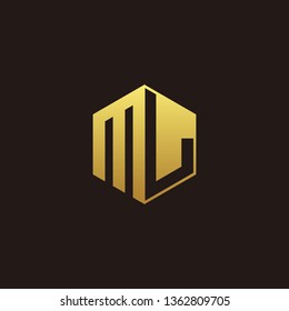 ML Logo Monogram with Negative space gold colors