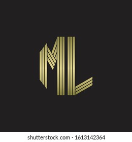 ML Logo monogram outline style linked isolated with gold colors