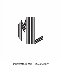 ML Logo monogram outline style linked isolated on white background