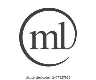 ML logo from two letter with circle shape email sign style. M and L round logotype of business company for brand identity.