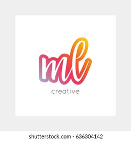 ML logo, vector. Useful as branding, app icon, alphabet combination, clip-art.