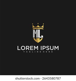 ML luxury letter monogram for crown and shield logo design