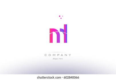 ml m l  pink purple modern creative gradient alphabet company logo design vector icon template