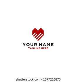 ML, M, MV, V, Love letter initial vector logo concept.