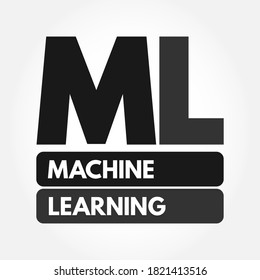 ML Machine Learning - study of computer algorithms that can improve automatically through experience and by the use of data, acronym text concept background
