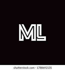 Logo de monograma ML con plantilla de diseño de línea abstracta