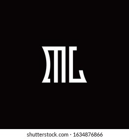ML monogram logo with curved side style design template