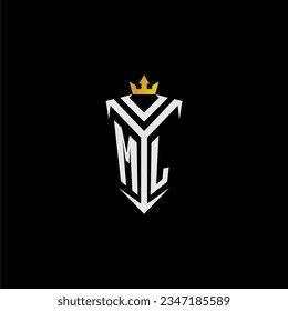 ML monogram logo initial for shield  crown style design