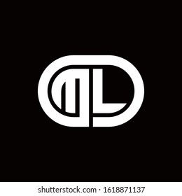 ML monogram logo with an oval style on a black background	