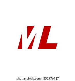 ML negative space letter logo red