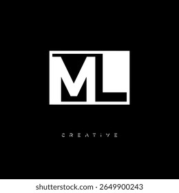 ML Negative Space Monogram – Minimalist Black and White Letter mark Logo for Creative Branding, Fashion Identity and Modern Design Concepts
