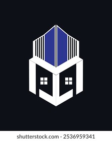 ML Logotipo de letra de Vector hexagonal inmobiliario