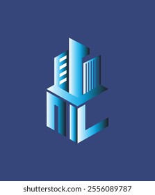 ml  real state hexagon  vector letter logo