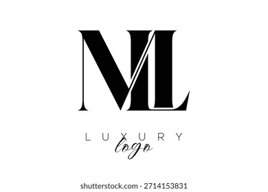 ML Serif Letter Monogram Typography Logo for Elegant Premium Branding Identity