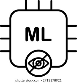 ML System Disabled, Vision Blocked, unsupervised learning Icon