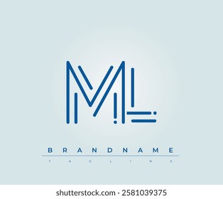 ML Technology Letter Logo Template. This tech letter logo is a graphic mark that uses letters to represent a technology company.