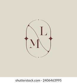 ML wedding classic in elegant monogram with high quality professional design that will print well